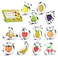 12PCS Fruit Cookie Cutters Set, ISZW Stainless Steel Metal Fruit Shapes Baking Mold for Kids Baking, Metal Cookie Sandwich Biscuit Cutter Molds for Kids Birthday Party DIY Cake Decoration
