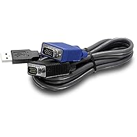 TRENDnet 2-in-1 USB VGA KVM Cable, TK-CU10, VGA/SVGA HDB 15-Pin Male to Male, USB 1.1 Type A, 10 Feet (3.1m), Connect Computers with VGA and USB Ports, USB Keyboard/Mouse Cable & Monitor Cable Black