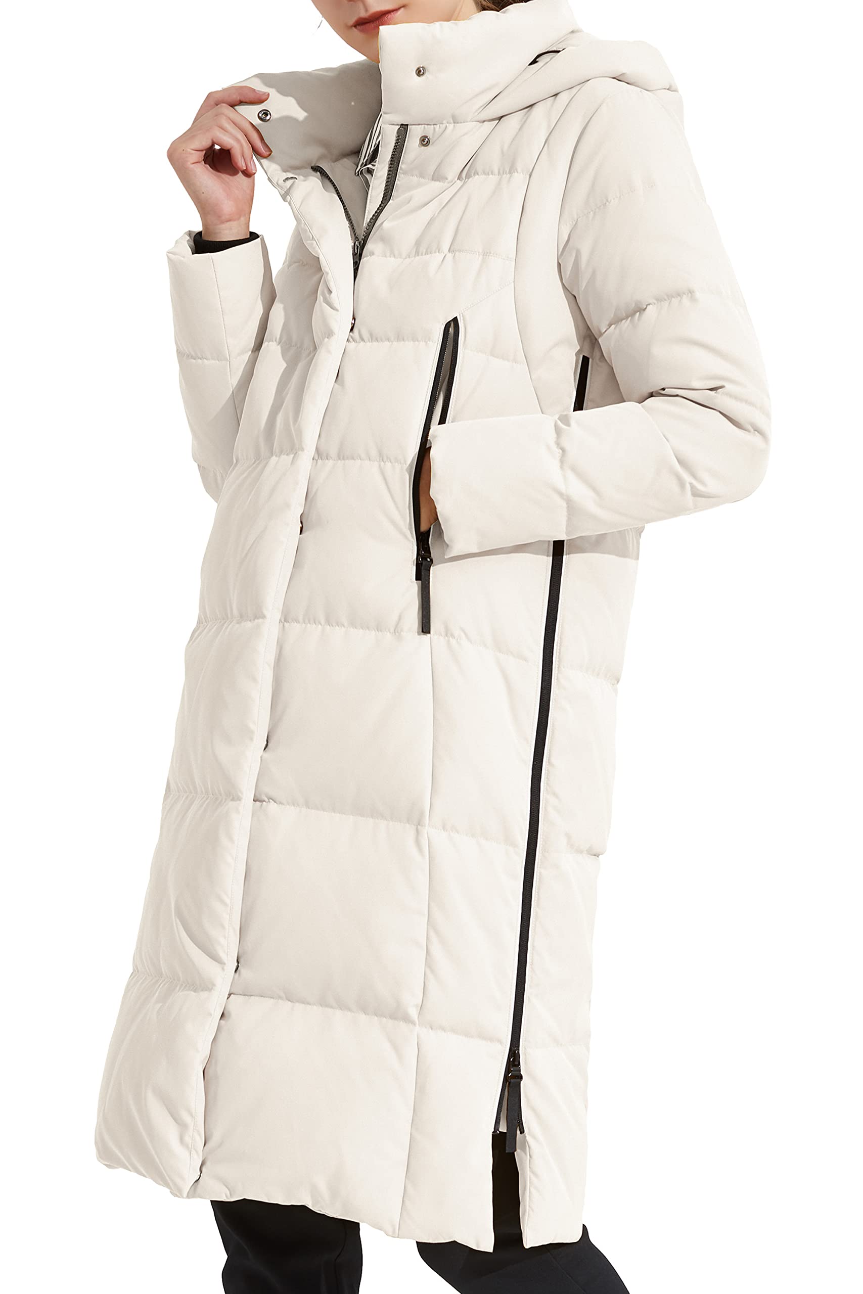 Orolay Women's Thickened Down Jacket Long Winter Coat Hooded Puffer Jacket