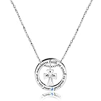 Christian Circle Round Ring Necklace Engraved Faith As Small As A Mustard Seed Can Move Mountains Y958