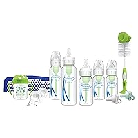 Dr. Brown's Natural Flow Baby Feeding Set with Anti-Colic Bottles, Transition Cup, Brush, and Silicone Pacifiers