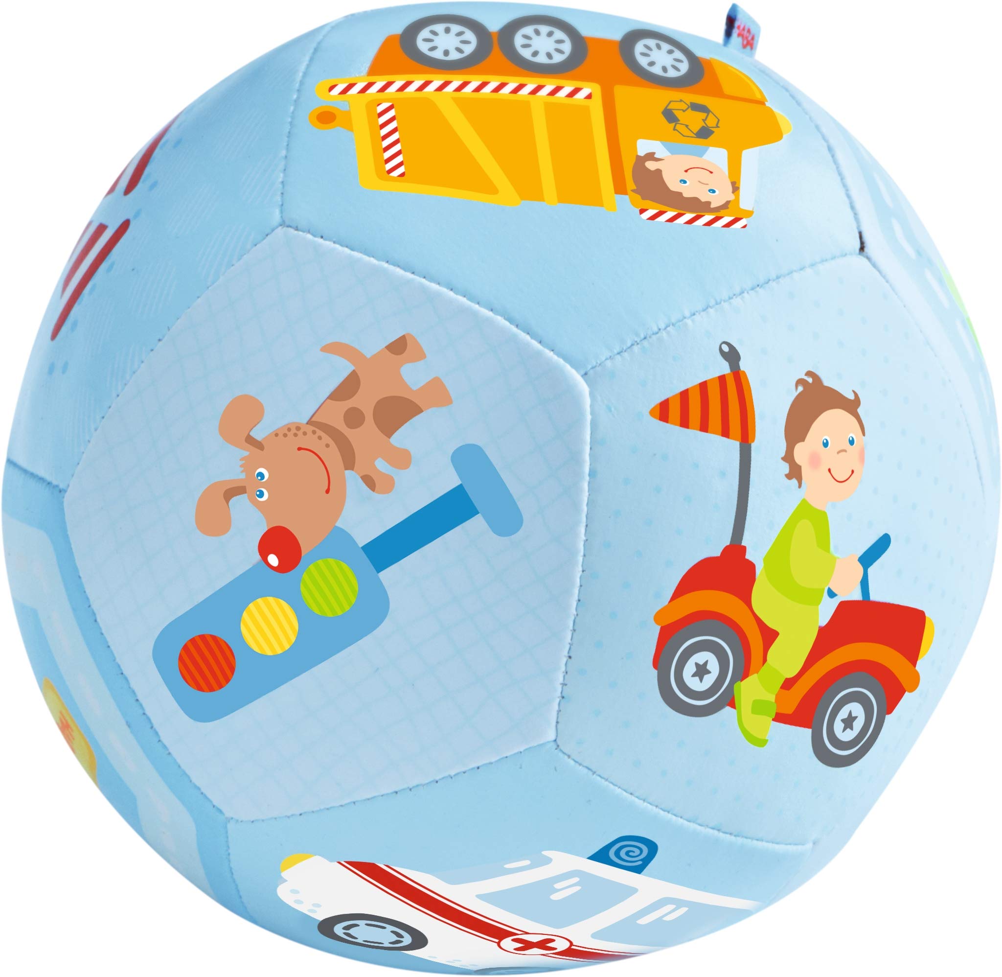 HABA 302482 Baby Ball Vehicle World Soft Toy Ball with Vehicle Motifs Baby Toy from 6 Months