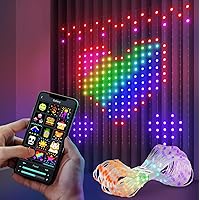 LED Smart Curtain Light with APP Curtain Strip Lights with Programmable Music-Sync Dynamic DIY IP65 Perfect for Outdoor Party Decoration Backdrop Decor 6.6 x 6.6ft 400RGB