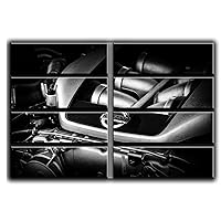 8 Huge Piece Gt-R Engine Wall Art Decor Picture Painting Poster Print on Canvas Panels Pieces - Sport Car Theme Wall Decoration Set - Car Wall Picture for Showroom Office 70 by 100 in