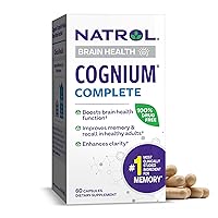 Natrol Cognium Complete, Brain Health Dietary Supplement, Improves Memory & Clarity, Drug Free, 100mg, 60 Capsules