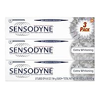 Sensodyne Toothpaste for Sensitive Teeth and Cavity Prevention, Maximum Strength Extra Whitening 6.5 oz (3 pack) - 08421