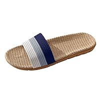 Flax Slippers Unisex Linen Summer Beach Shoes Lightweight Skidproof Indoor Slippers Home Breathable Sandals