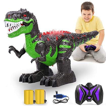 TEMI 2.4G Remote Control T-rex Jurassic Dinosaur Toy for Kids 3-5, Rechargeable Electric Walking Realistic Tyrannosaurus Dino Robot with Light & Sounds, Birthday Gift for 3 4 5 6 7 8 Years Boys Girls