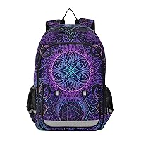 ALAZA Rainbow Mandala Crescent Moon Laptop Backpack Purse for Women Men Travel Bag Casual Daypack with Compartment & Multiple Pockets