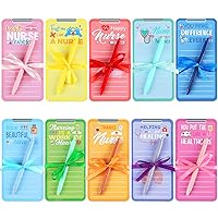 10 Sets Funny Nurse Notepad with Pen, Nurse Personalized Sticky Notes Nurse Gifts Bulk, Large Medical Themed Memo Note Pad Nurse Gift Nursing Student Essentials School Hospital Office Supplies