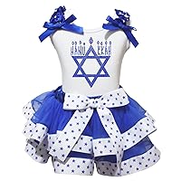Petitebella Hanukkah Hexagram White Shirt Blue Stars Ribbon Petal Skirt Nb-8y