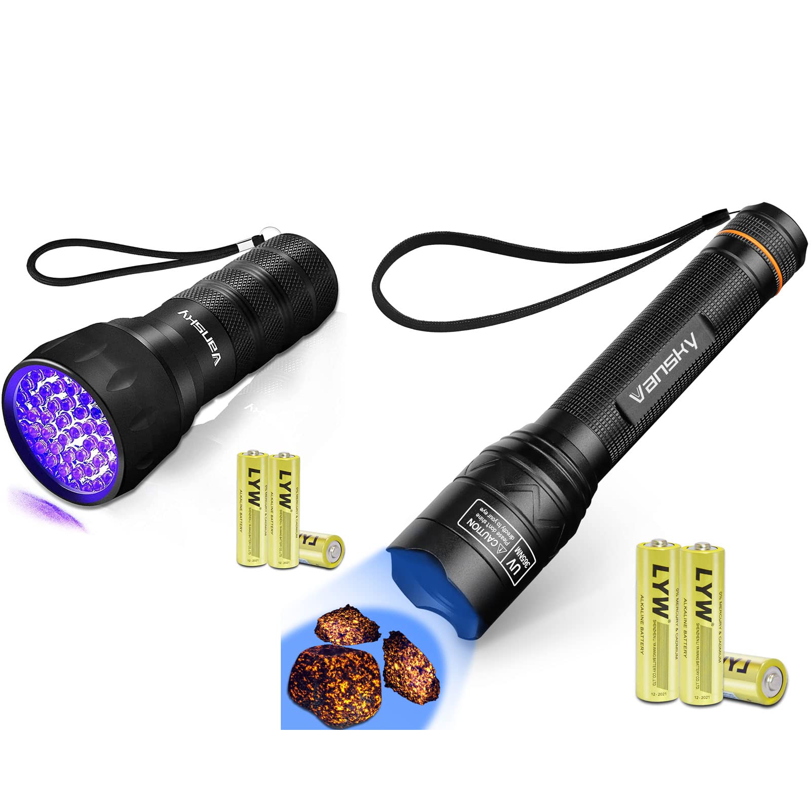 Vansky 【Recommend】 365nm UV Light Flashlight and 21 LED 395nm Blacklight UV Flashlight Pet Urine Detector for Dog/Cat Urine, Dry Stains