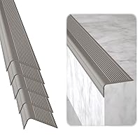 Stair Edge Protector (Pack of 5) 36x2x1 inch Anti-Slip Stair Corner Trim Rubber Strips - Waterproof Self-Adhesive Staircases for Outdoor & Indoor Uses | Protect Kids & Pets - Grey
