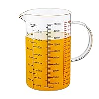 Glass Measuring Cup-[Insulated handle | V-Shaped Spout]-Made of High Borosilicate Glass Measuring Cup for Kitchen or Restaurant, Easy to Read, 1000 ML (32 Oz, 4 Cup)