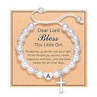 UNGENT THEM Initial Heart Cross Bracelet for Girls, Baptism First Communion Easter Confirmation Gifts for Girls Teens