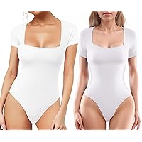 MANGOPOP Double Lined Square Neck Bodysuit + Single Layer Square Neck Bodysuit