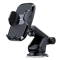 Phone Mount for Car Windshield & Dashboard Phone Holder Universal Cell Phone Automobile Cradle Long Arm Suction Compatible with iPhone Samsung Galaxy (Black)