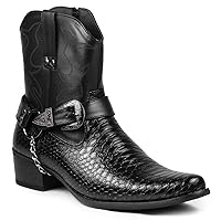 Diego-01 Men's Belt Buckle Chain Strap Western Cowboy Boots