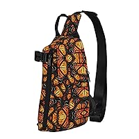 Heaps Of Orange Monarch Butterflies Print Crossbody Backpack Cross Pack Lightweight Sling Bag Travel, Hiking