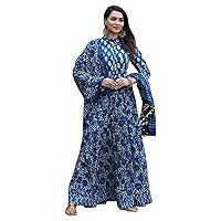 Indian Women Cotton Bagru Hand Block Printed Designer Top Skirt Dupatta Jaipuri Dress B3