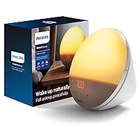 Philips SmartSleep Wake-up Light, Colored Sunrise and Sunset Simulation, 5 Natural Sounds, FM Radio & Reading Lamp, Tap Snooze, HF3520/60