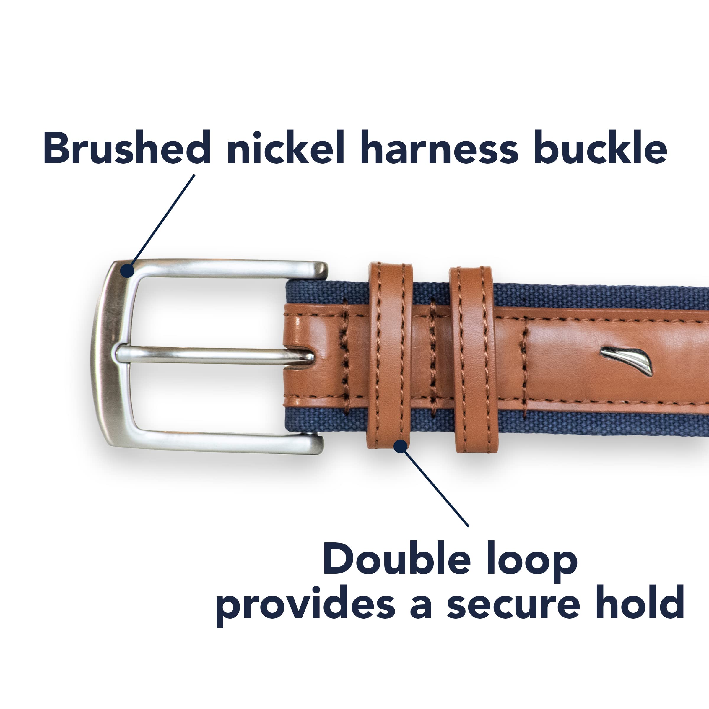 Nautica Men's Belt Leather and Canvas