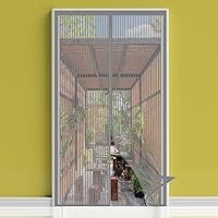 Magnetic Screen Door Curtain, 95x230cm Keeps Bugs and Mosquitoes Out Insect Mosquito Door Screen Durable Anti-Tearing, for Balcony Sliding Living Room Children's Room, Gray