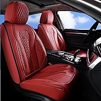 Coverado Car Seat Covers Full Set, Seat Covers, Car Seat Cover, Car Seat Covers Front Seats Back Seat Cover, Waterproof Car Seat Cushion, Leather Red Seat Cover Seat Protector Universal Fit Most Cars