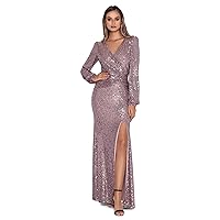 Xscape Long Sequin Dress with Side Ruching