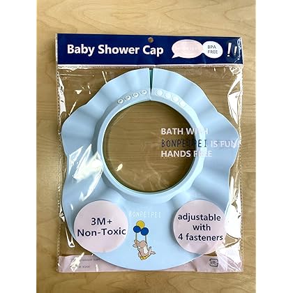BONPEIPEI Baby Shower Shampoo Cap 2Pcs Adjustable Safety Eva Bath Visor Accessories Waterproof Soft Hair Washing Guard Bathing Hat for Girls, Boys, Infants, Kids and Toddlers-blue/green