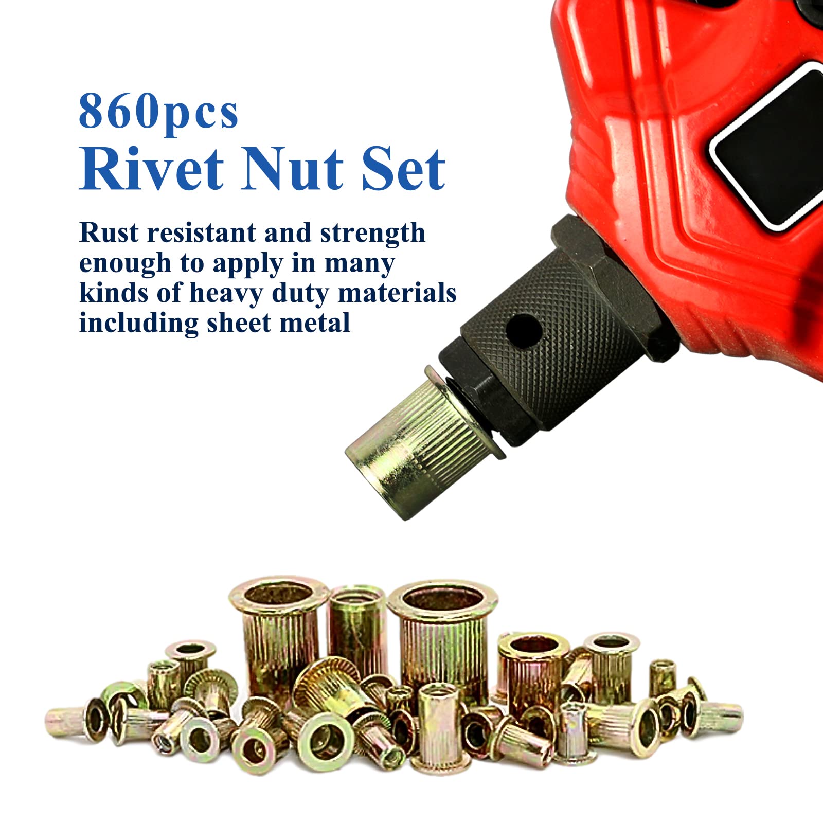 Mua 860pcs Rivet Nut Assortment Kit 3mm 12mm Metric Carbon Steel Flat Head Threaded Insert 