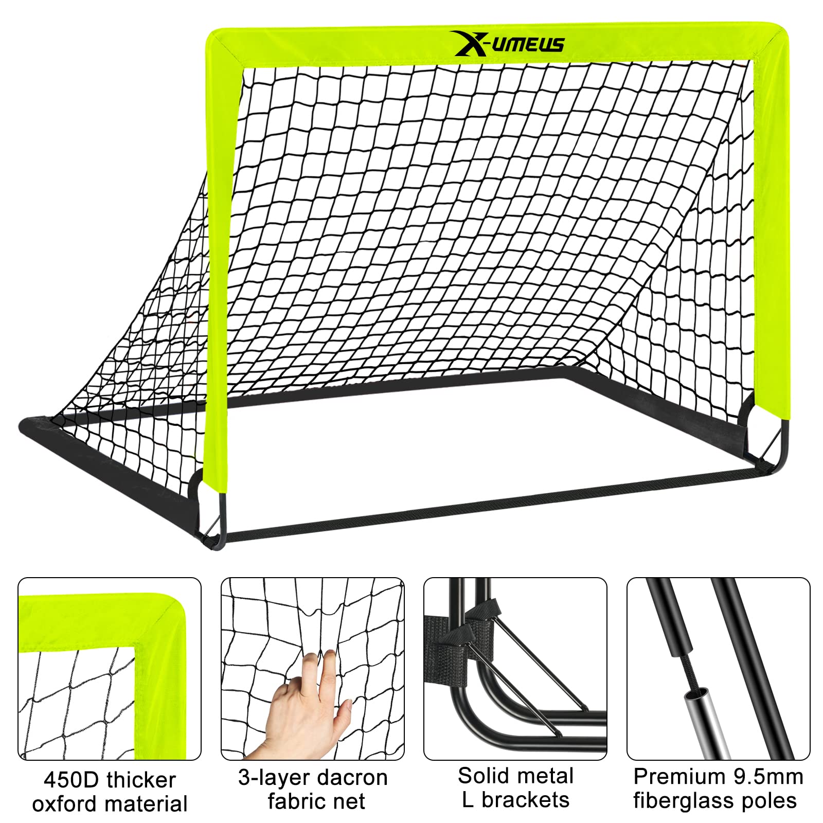Kids Soccer Goals for Backyard, 4' x 3' Pop Up Toddler Soccer Goal Training Equipment with Soccer Ball, Agility Ladder and Cones, Portable Soccer Nets for Backyard for Kids Youth Outdoor Sports Games