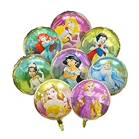 8 pcs Princess Balloons Foil Decorations Girls' Birthday Party Baby Shower Princess Themed Party Decoration Supplies Small People Princess Ballons Set