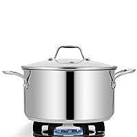 NutriChef 8 Quart Stainless Steel Cookware Stockpot - Heavy Duty Induction Pot, Soup Pot With Lid - NCSP8