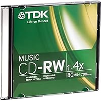 TDK CDRW80TWN 80-Minute Music CD-Rewritable (Single, Jewel)