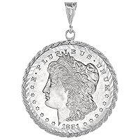 Sterling Silver Dollar Rope Bezel 38 mm Coins Prong Back Diamond Cut for All Silver Dollar Coins Coin NOT Included