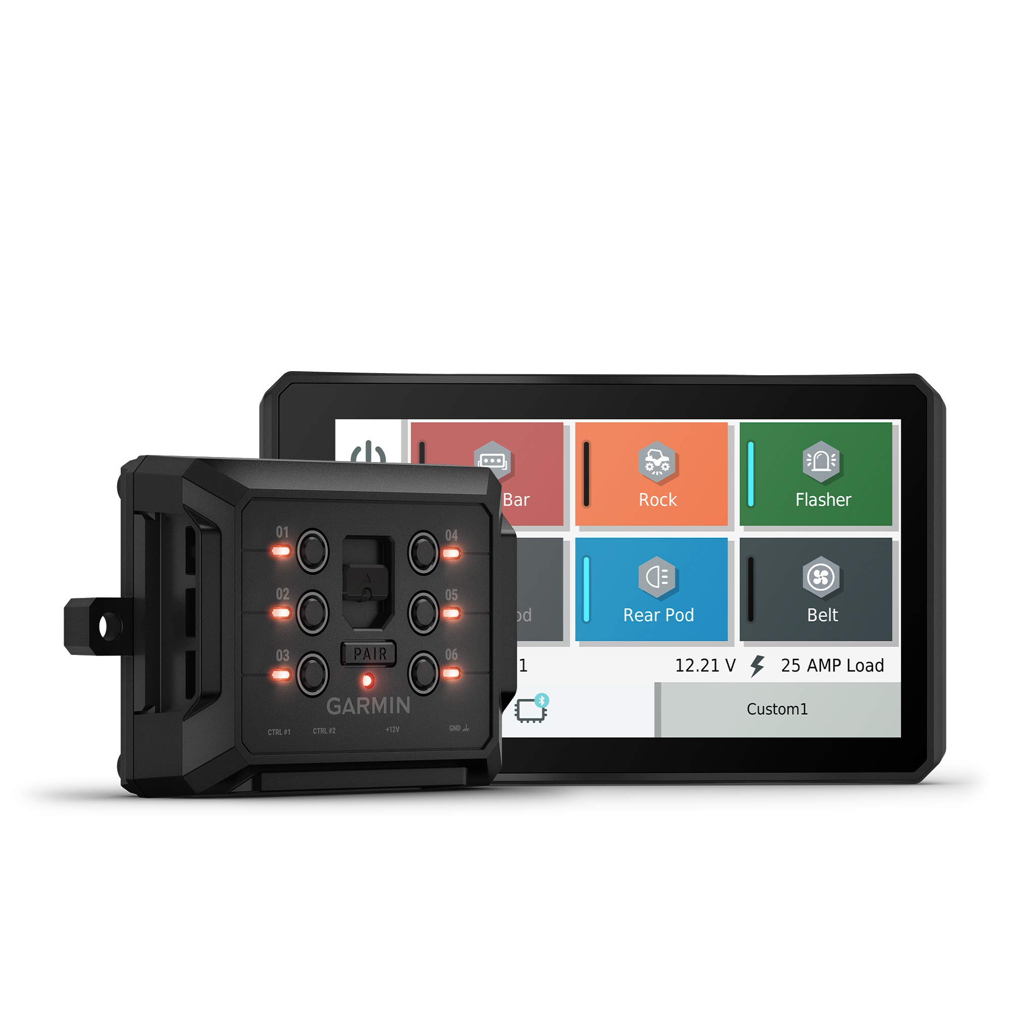 Garmin PowerSwitch, 6 Gang Compact Digital Switch Box, Requires Compatible Garmin Navigator or Smartphone, Switch Panel for Car SUV UTV ATV Caravan Boat Marine