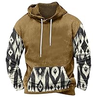 Hoodies for Men Pullover Casual Print Long Sleeve Loose Fit Sweater Pullover Hoodie Sweatshirts Warm