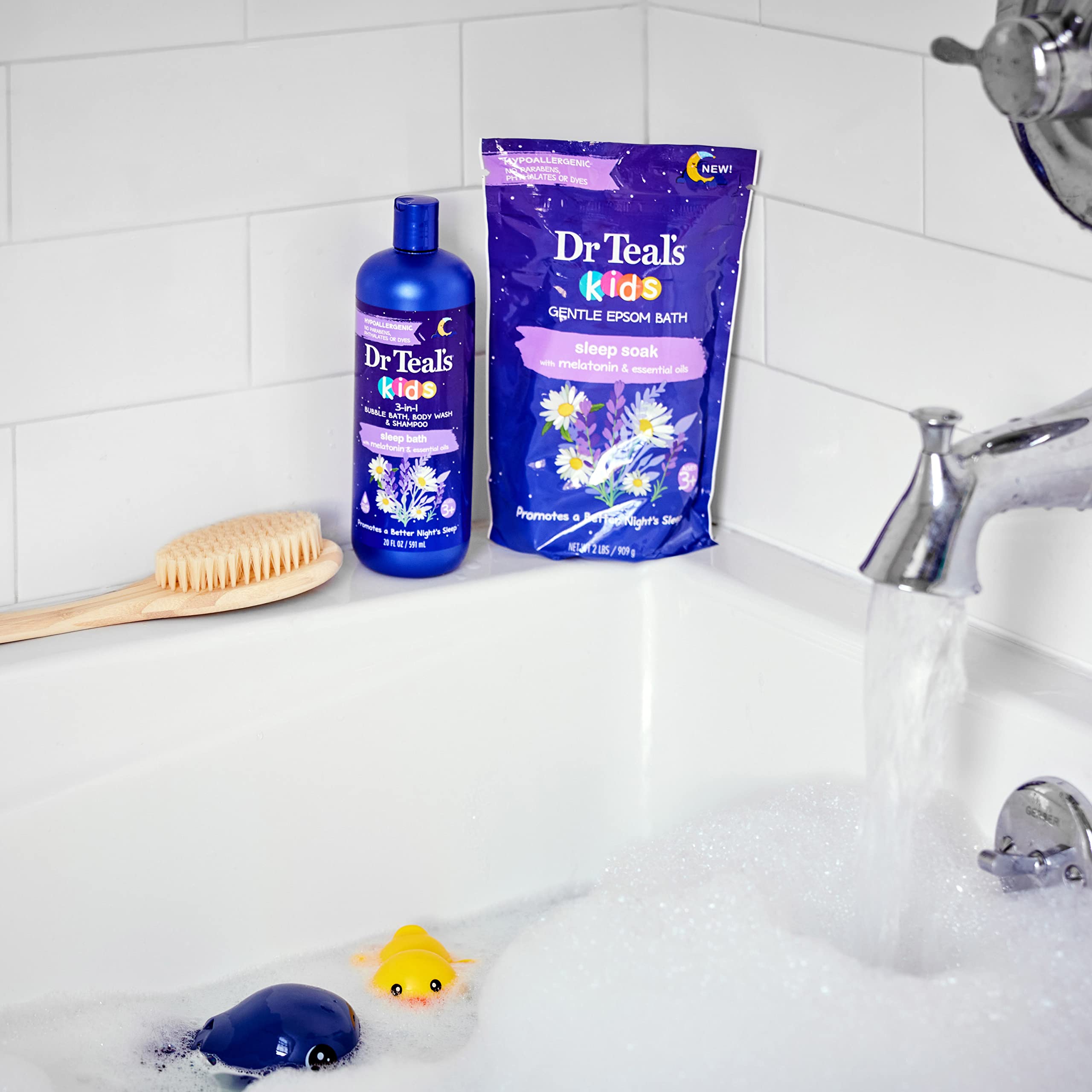Dr Teal's Kids 3-in-1 Bubble Bath, Body Wash & Shampoo, Sleep Bath with Melatonin, 20 fl oz (Pack of 3)