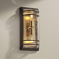 John Timberland Habitat Modern Industrial Wall Light Sconce Bronze Brass Hardwired 7 1/2