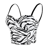 ELLACCI Zebra Pattern Bustier Crop Top Sexy Women's Corset Top Bra