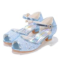 Girls Mary Jane Glitter Wedding Party Dress Shoes Princess Flower Strap Shoes