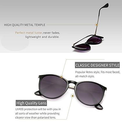 SUNGAIT Vintage Round Sunglasses for Women Men Classic Retro Designer Style