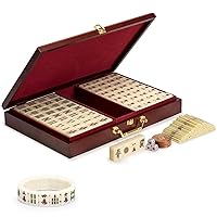 Yellow Mountain Imports Mahjong Bundle - Chinese Mahjong Game Set, “The Classic” and Mahjong Mini-Tiles Stretchy Bracelet