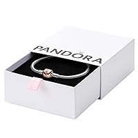 Pandora Jewelry Moments Snake Chain Charm Rose Bracelet, With Gift Box