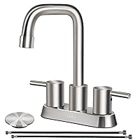 Centerset Bathroom Faucet 2 Handles 4 Inch Commercial Hand Sink Touch Faucets 3 Hole Bathroom Sink Faucet, Brushed Nickel, L - Lever