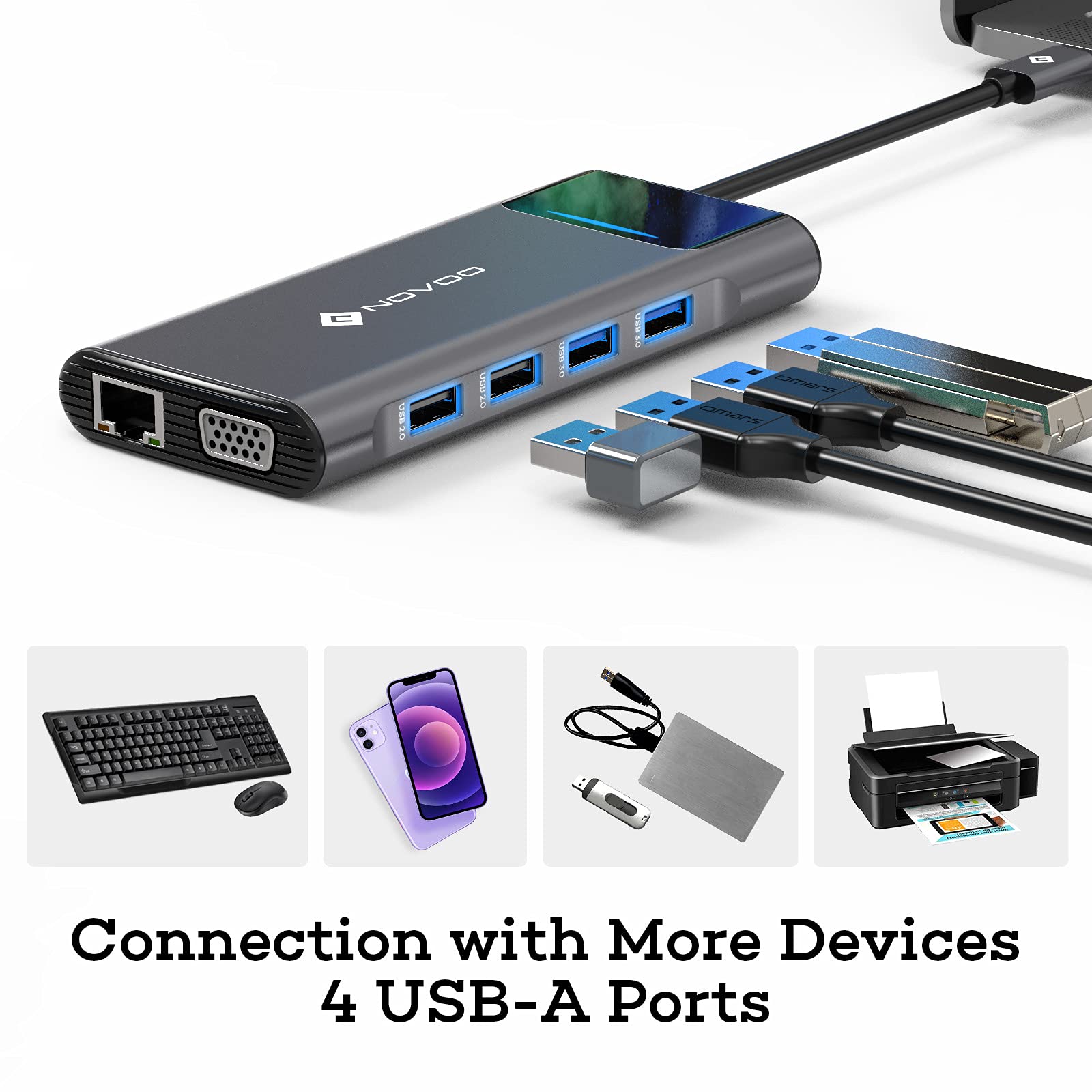USB C Docking Station Dual Monitor, NOVOO 12 in 1 Laptop Docking Station Triple Display with Dual HDMI VGA Ethernet 4 USB 100W PD Charging, Compatible for MacBook Pro/Air Dell HP Lenovo ASUS Surface