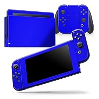 Compatible with Nintendo Switch Console Bundle Skin Decal Protective Scratch-Resistant Removable Vinyl Wrap Cover Solid Royal Blue,Console + Dock Joy‑Con