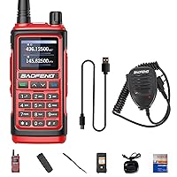 BAOFENG UV-17 5W Ham Radio Tri-Band UV&Amateur USB-C Charger 999 Channels FM Two Way Radio Long Range 1800mAh Enlarge Battery IP54 LCD for Adult Red with Type-c and Mic