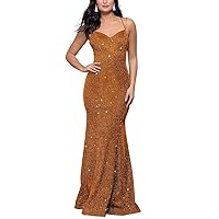 Sparkly Prom Dresses Long Mermaid Formal Evening Party Gowns for Women Backless Homecoming Dresses